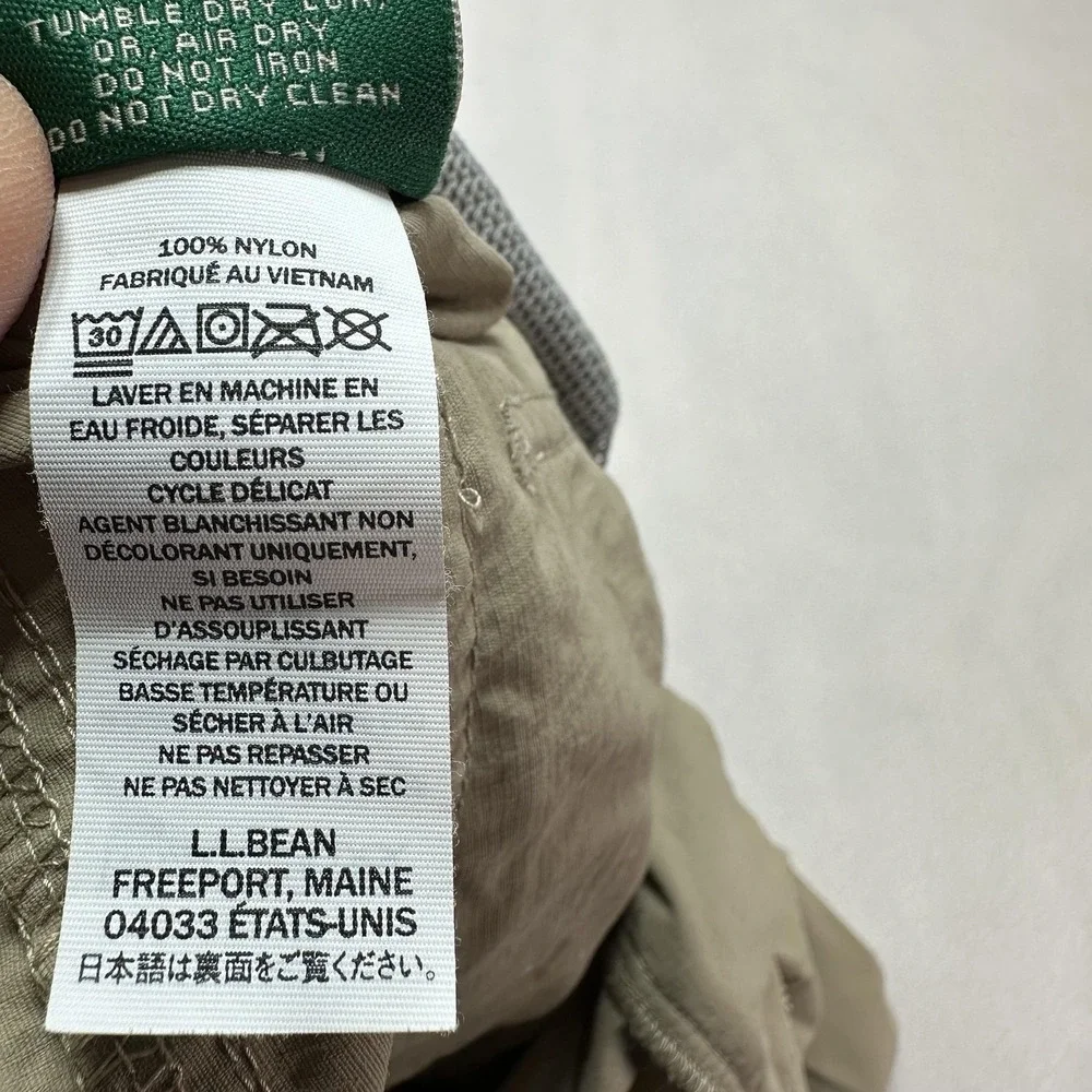 L.L. Bean Cargo Shorts Mens XL Beige‎ Nylon Elastic Waist Quick Dry Outdoor Prep